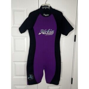 HOBIE STEARNS PURPLE & BLACK Women`s L short WET SUIT  zip back Wakeboard Surf